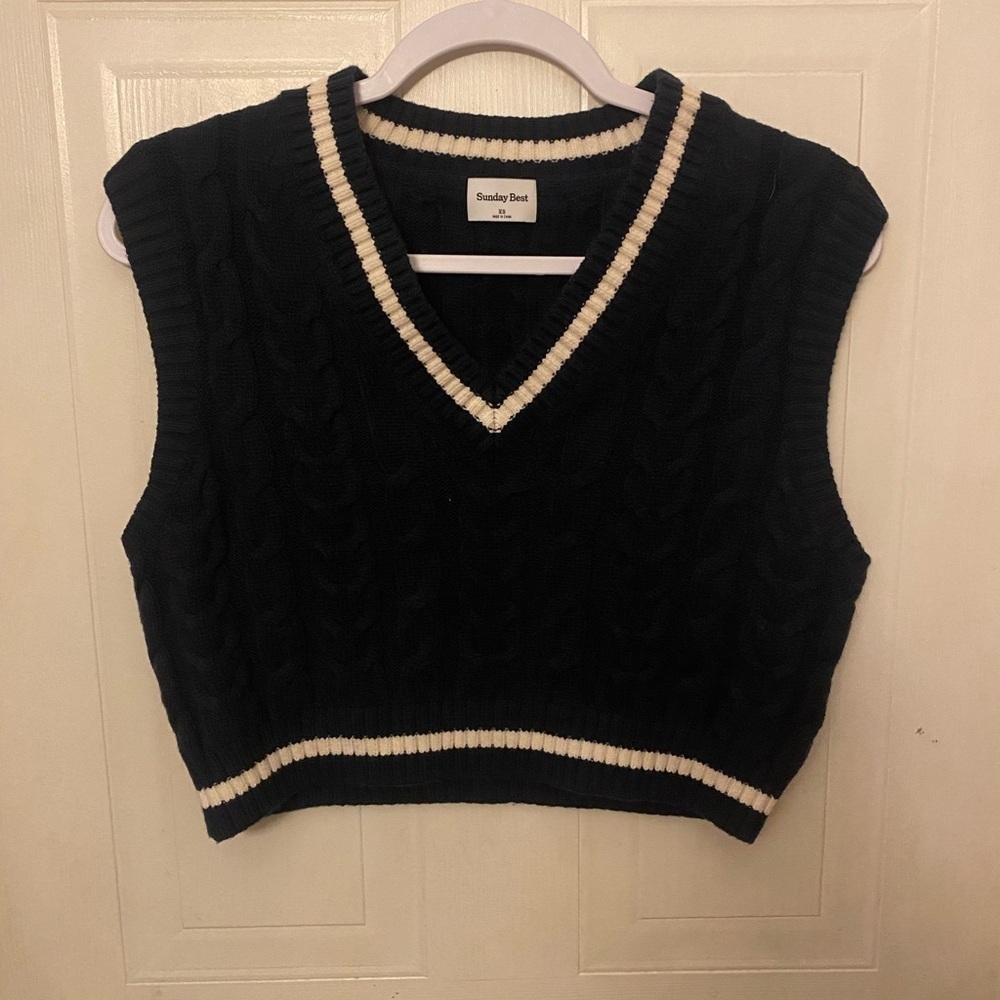 Sunday Best Aritzia Cropped Cable Knit Vest